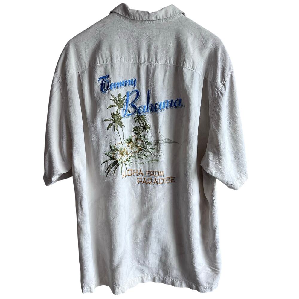Tommy Bahama Silk Embroidered Aloha From Paradise Button Up Shirt XL